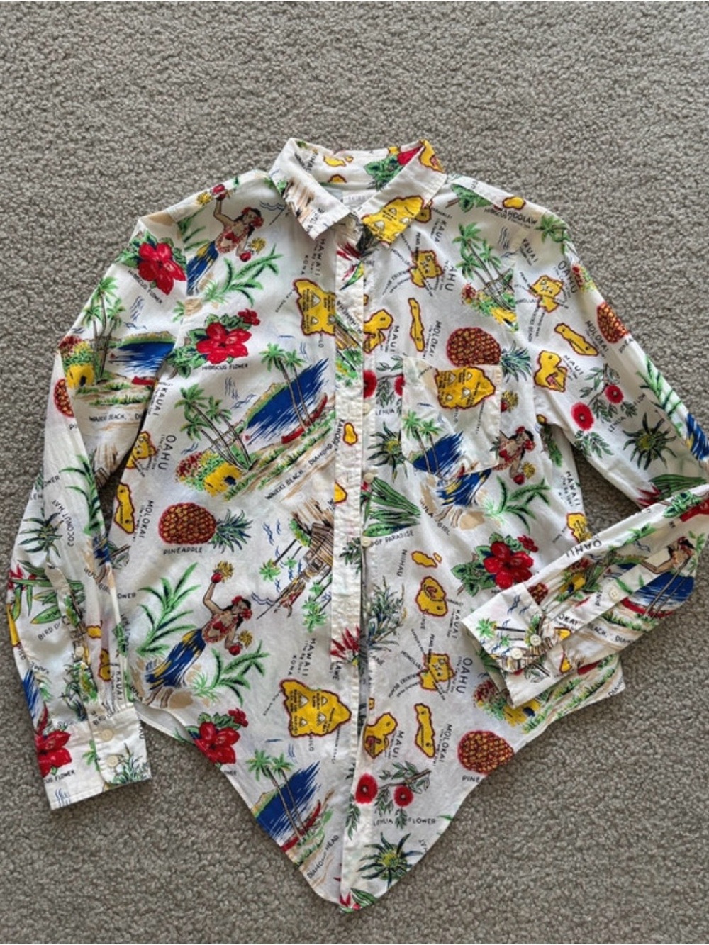 Tropical Print Button-Up Shirt